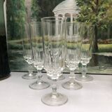 Set of 6 lance model champagne flutes, design made in France from the 1970s.