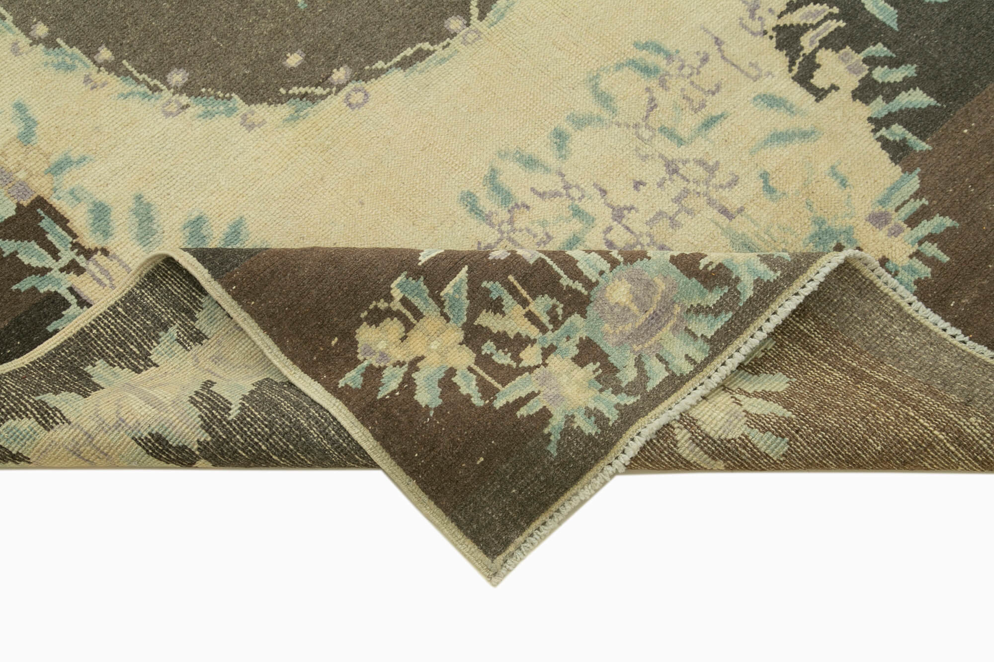 1950s hand-knotted antique turkish beige rug 148 cm x 270 cm