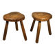 Pair of wooden tripod stools
