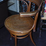J.J. Kohn barber's chair in curved wood and spring mechanism