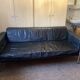 Vintage Black Leather and Chrome Sofa