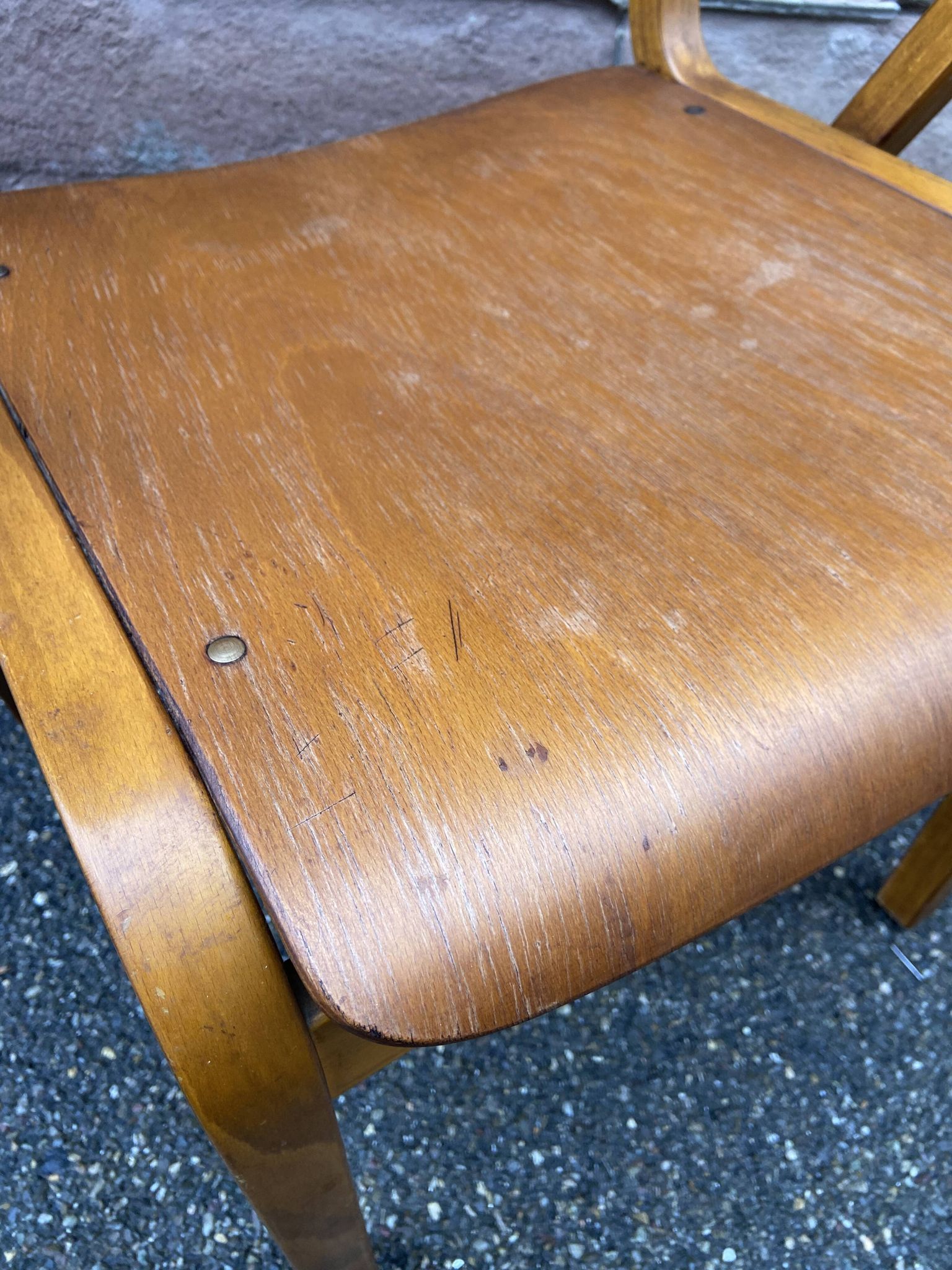 vintage Scandinavian wooden office armchair
