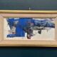 Original Swedish Oil on Panel – "Blue Composition" by Gunnar Nordström – Signed – Vintage and Framed – 24.5 × 18.5 cm (9.6 in × 7.3 in)