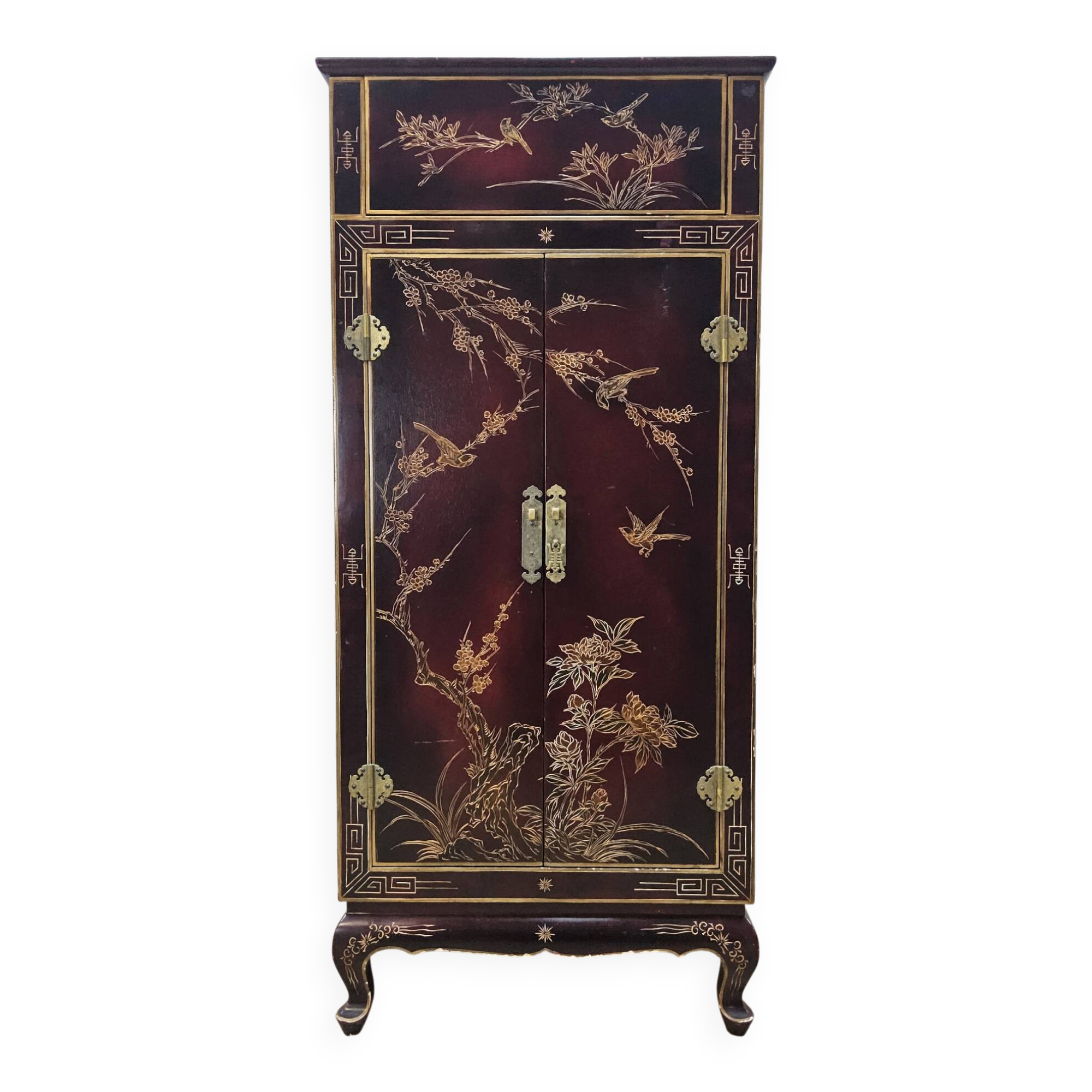 Vintage Chinese record player cabinet / Asian vinyl cabinet