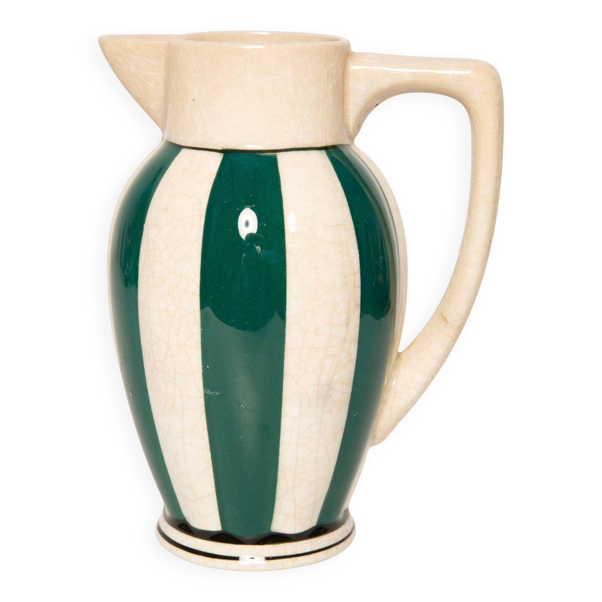 Vintage white and green ceramic porcelain vase from the mid-20th century, Germany, 1960s.