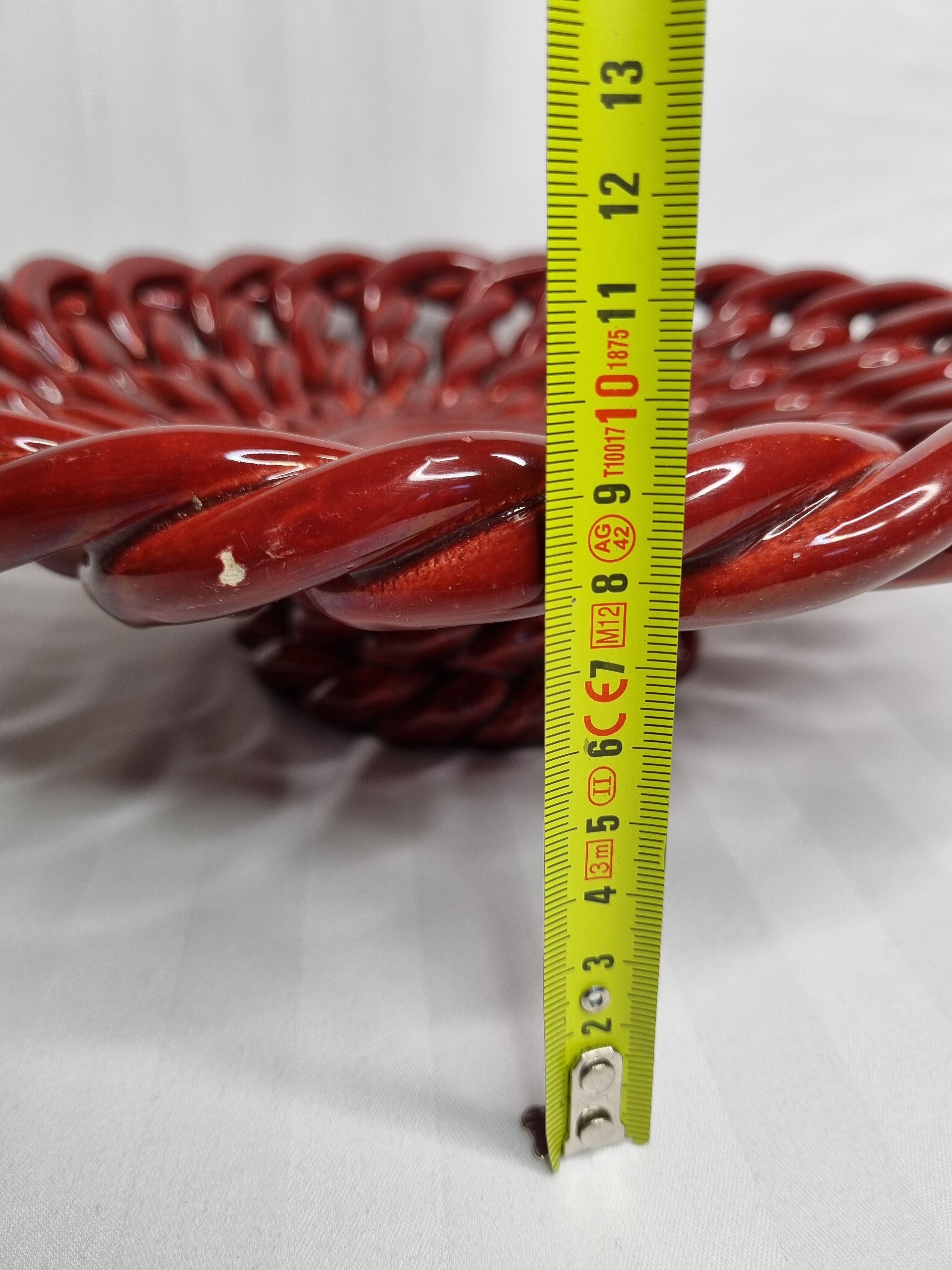 Braided glazed ceramic fruit cup, 33 cm