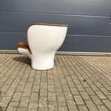 Joe Colombo Elda chair Longhi, Cognac leather in new condition!