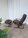 Vintage Panther Lounge Chair with Ottoman / Brown Leather Recliner Armchair