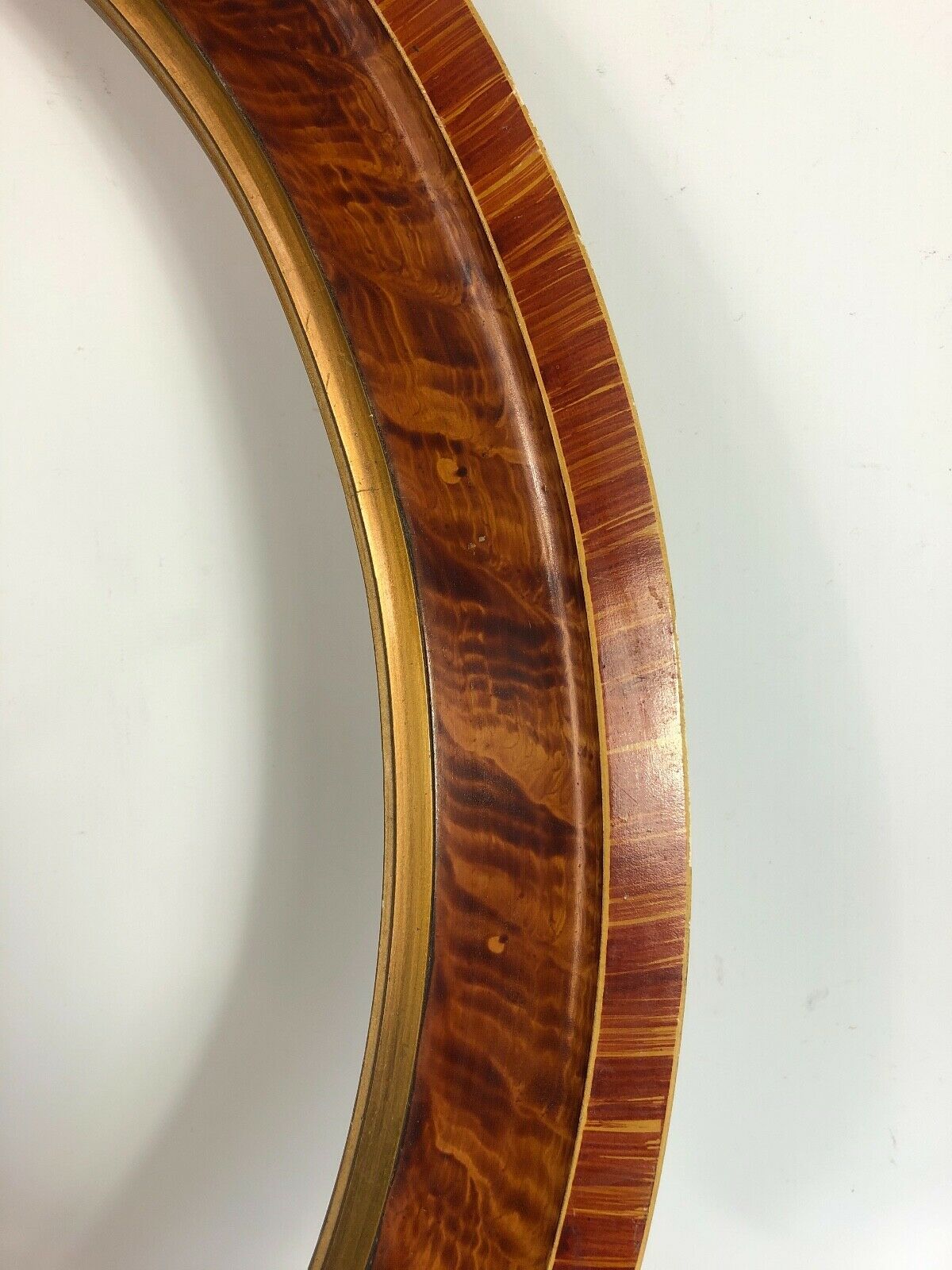 Old oval frame patinated wood & gilded stucco 1930, 52x40cm