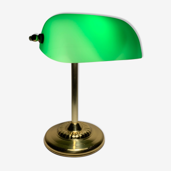 Green opaline banker style lamp