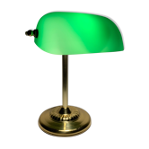 Green opaline banker style lamp