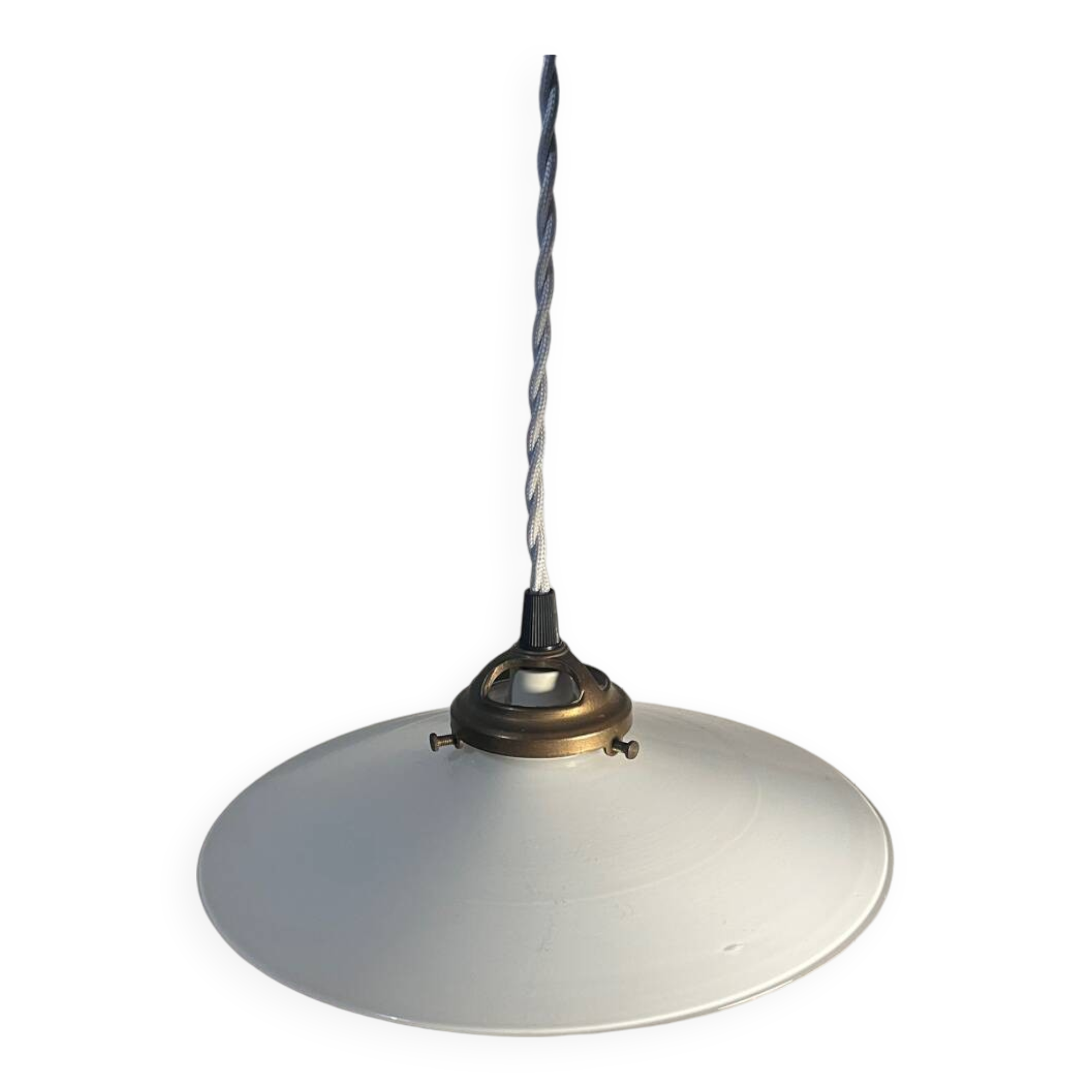 White opaline suspension with brass hook