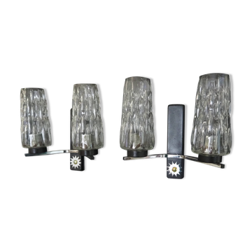 Pair of wall lights from the 1950s-1960s with a push button switch.