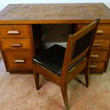 Art Nouveau oak desk and chair