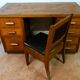 Art Nouveau oak desk and chair