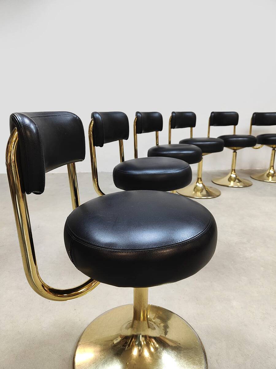 Vintage Swedish design brass low stools Borje Johanson