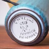 Lampe tronconique à poser Danoise en grés bleu mat par Gunnar Nylund pour Nymolle 1960.