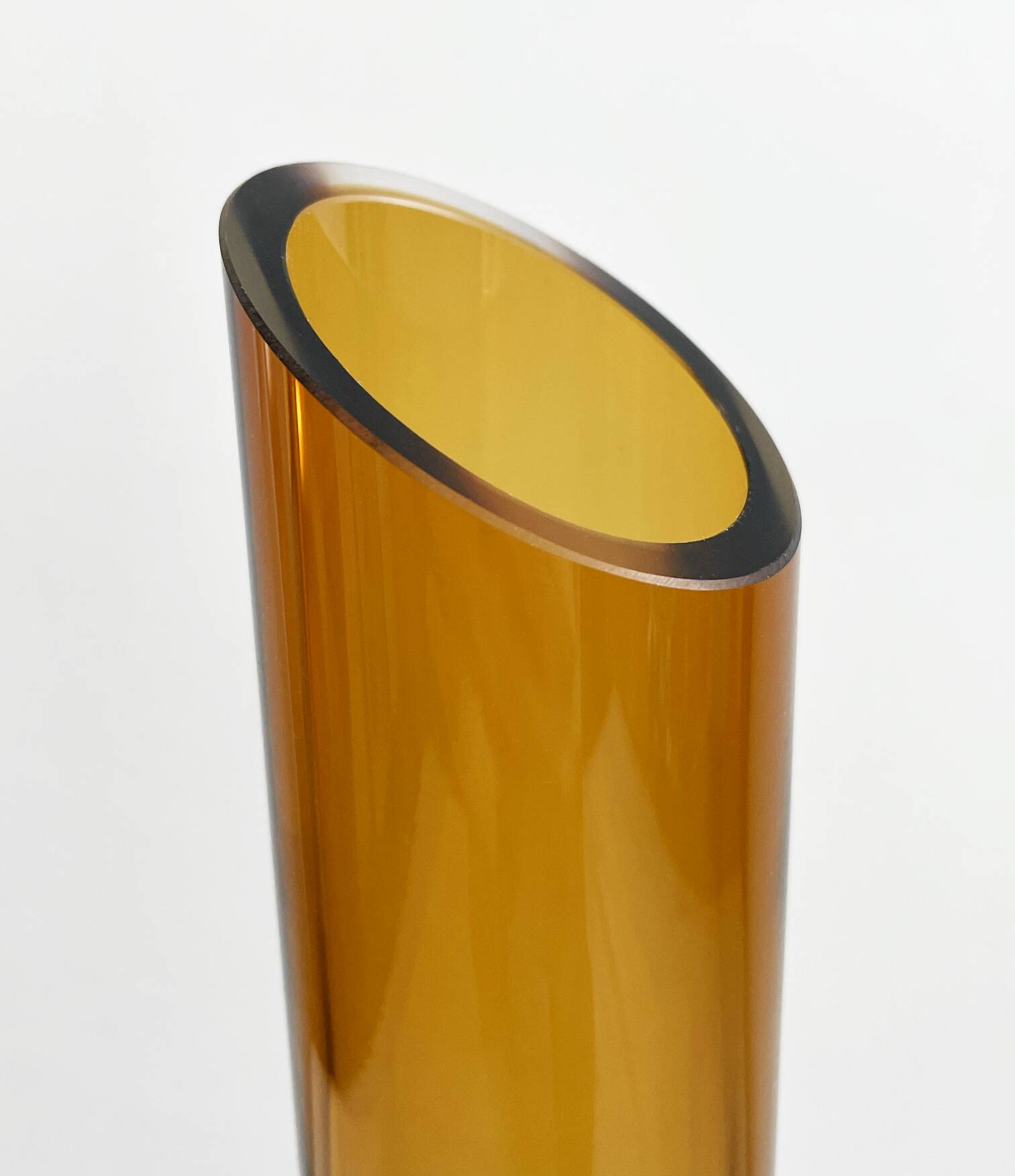 Amber Hooped Glass Vase in the Style of Bo Borgström, Scandinavian Mid-Century Art Glass