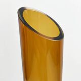 Amber Hooped Glass Vase in the Style of Bo Borgström, Scandinavian Mid-Century Art Glass