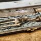 Exceptional cutting set with silver stag.