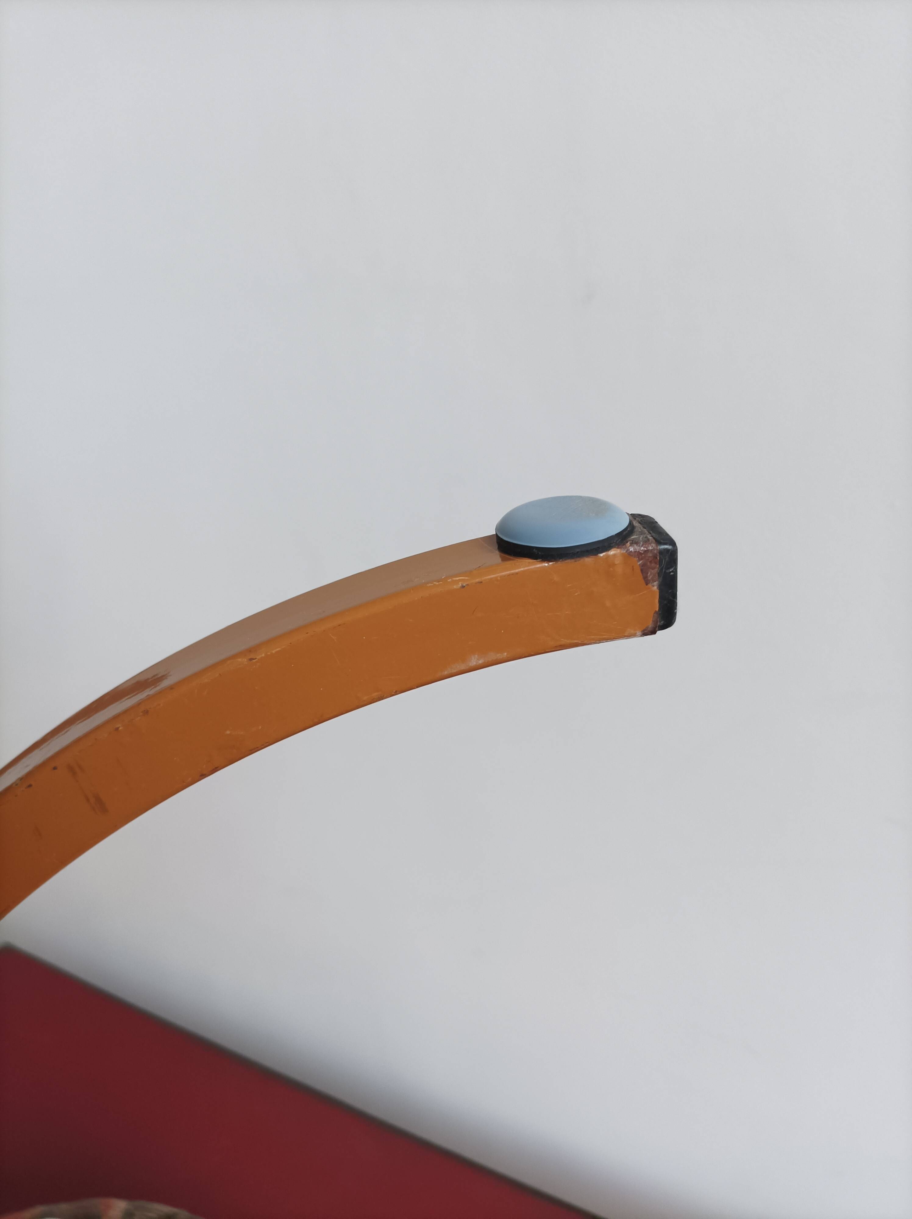 Star base stool with lacquered metal and vintage velvet seat
