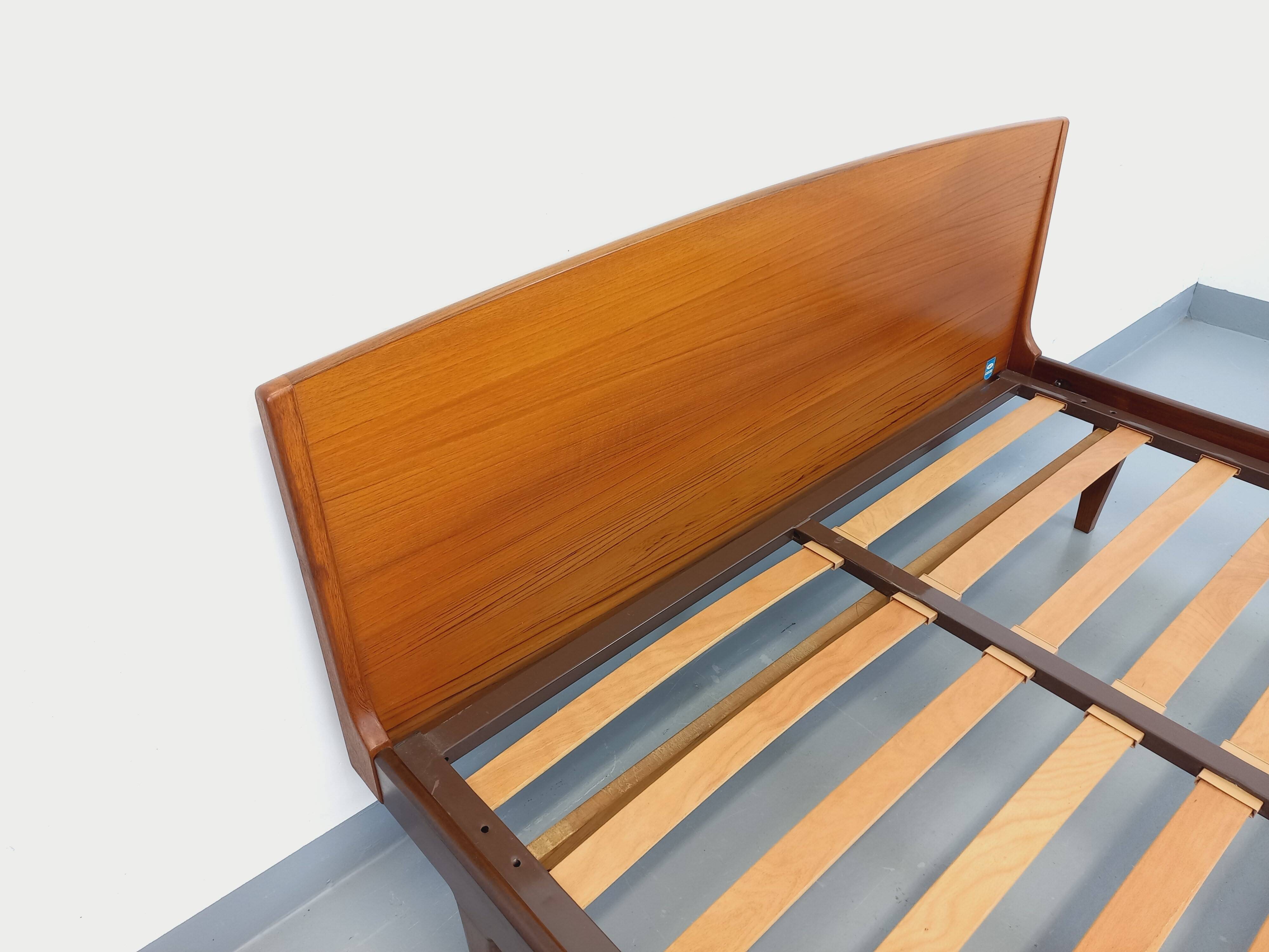 Carlström & Co vintage Scandinavian teak double bed from the 1960s