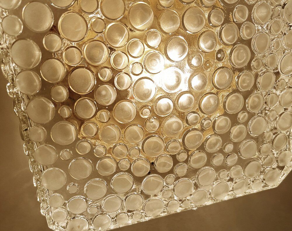 Plafonnier en verre bullé vintage, années 1970