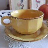 Duo de tasses à chocolat, petit-déjeuner, Style bistrot, en porcelaine, jaune et or