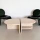 Italian midcentury travertine marble coffee table of two pieces, 1970s