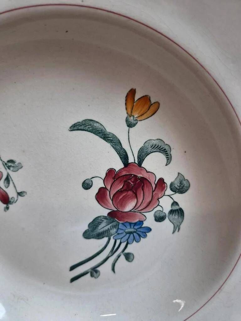 2 deep plates Longchamp Velars – ironstone – old floral pattern