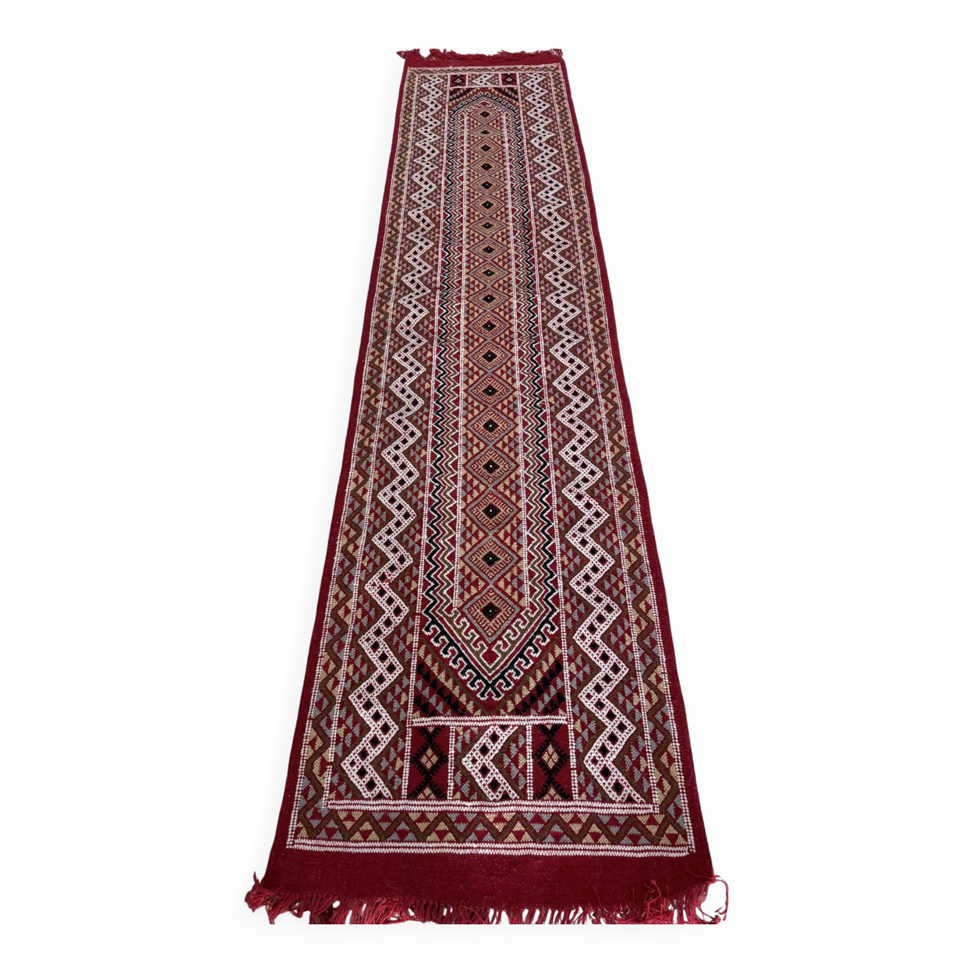 Hand-woven margoum hallway rug in natural wool