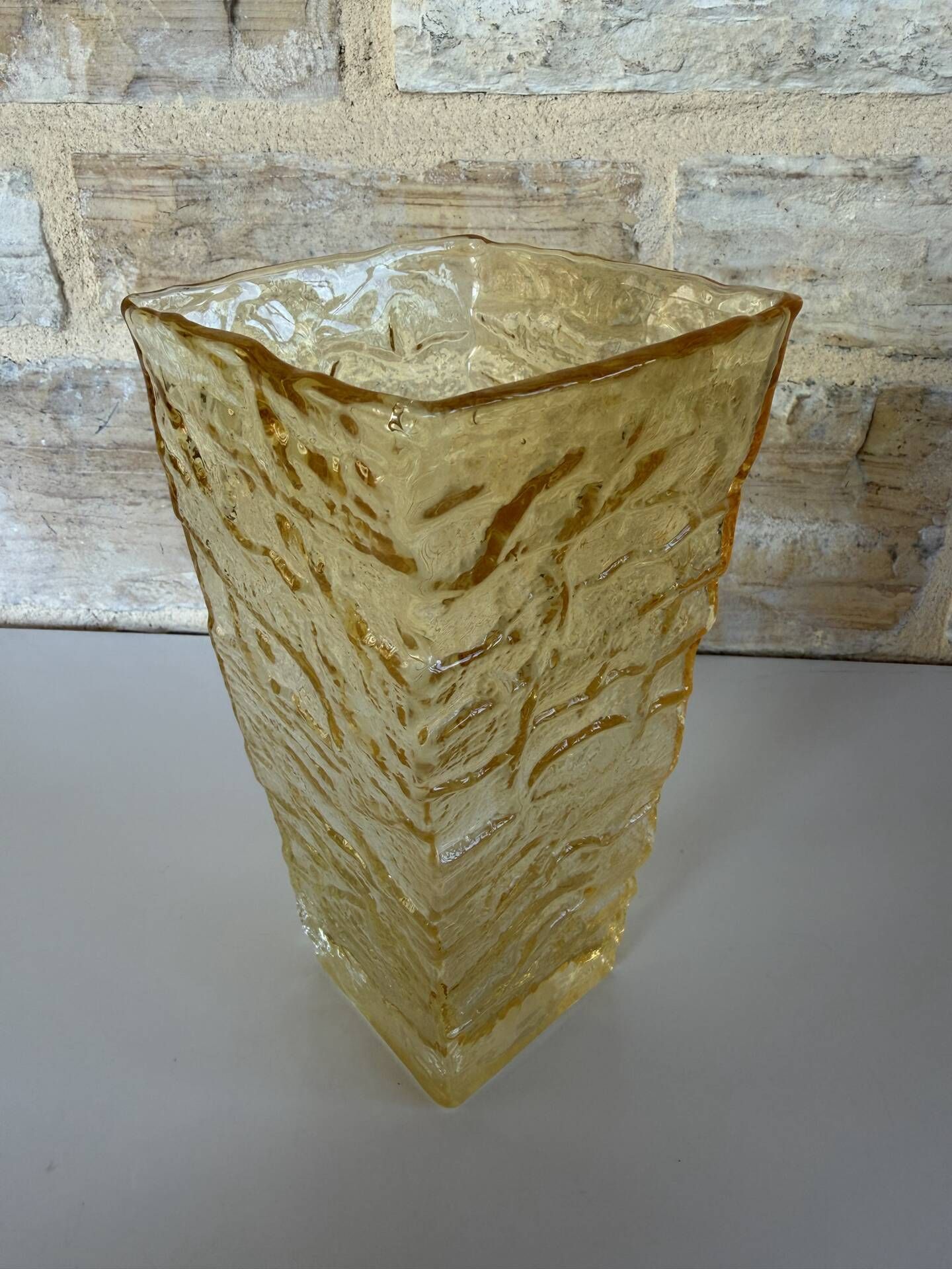 Vintage Peill & Putzler vase – textured amber glass – Germany years