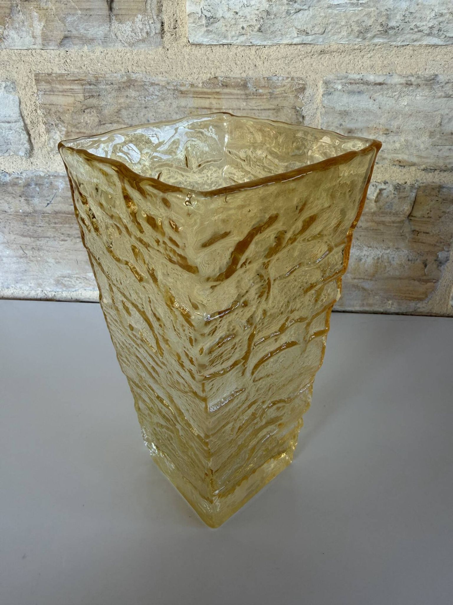 Vintage Peill & Putzler vase – textured amber glass – Germany years