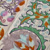 Antique hand embroidered silk suzani bedspread