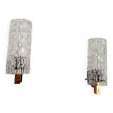 Pair of 1950s brass and glass wall lights