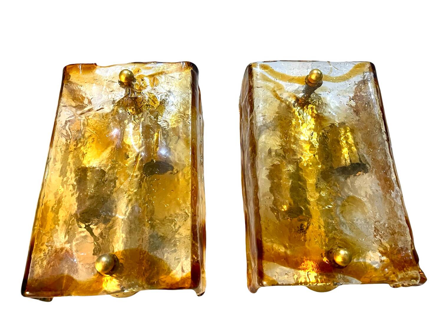 Mazzega two-tone glass wall sconces, Italy 1970