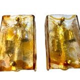 Mazzega two-tone glass wall sconces, Italy 1970