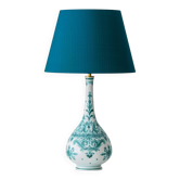 Lampe de table en céramique Royal Delft vintage, rare émail teal Delvert, nouvel abat-jour.