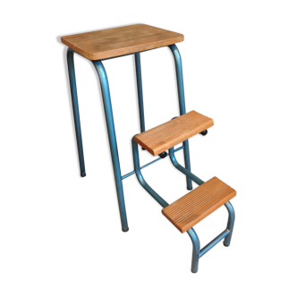 Stepladder walking feet in metal and wood industrial / vintage style 60s-70s