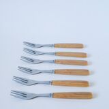 set of 5 small bakelite dessert forks 1960