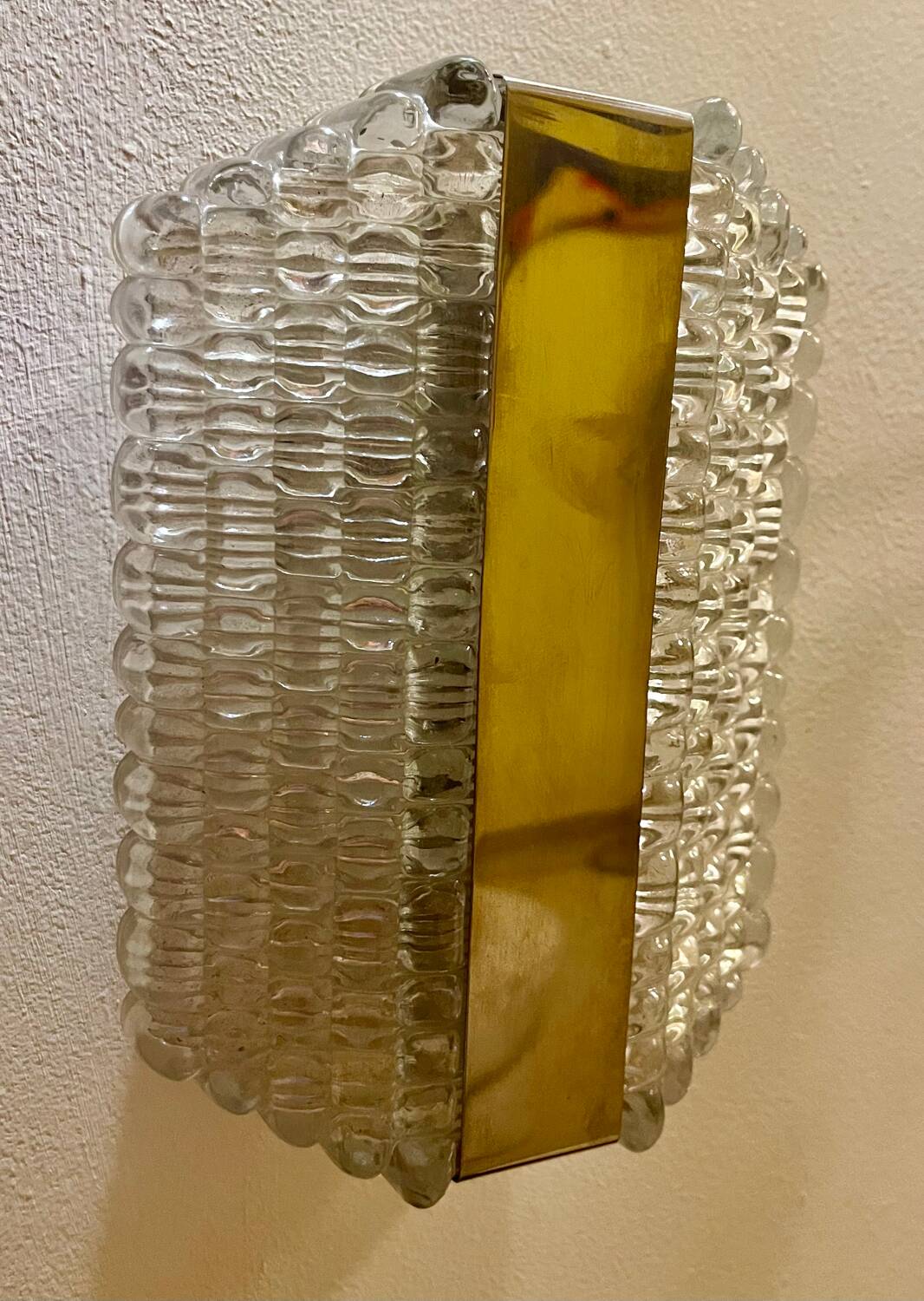 Kaiser Leuchten wall lamp ice glass 1970