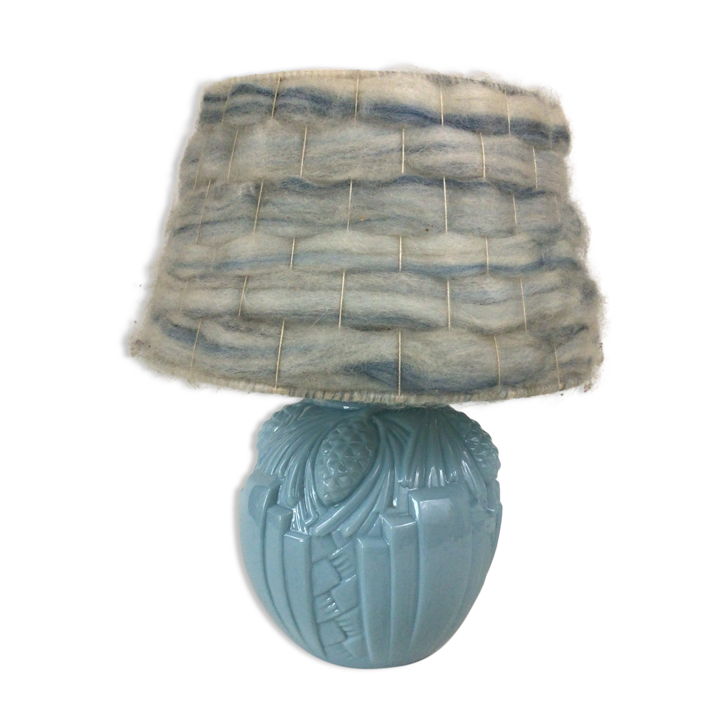 Art Deco blue opaline lamp