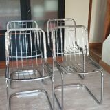 Table and four chrome chairs