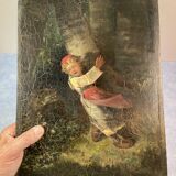 oil on panel, Red Riding Hood, unsigned, quite old-fashioned