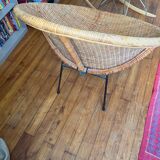 Rattan satellite armchair from the 1950s