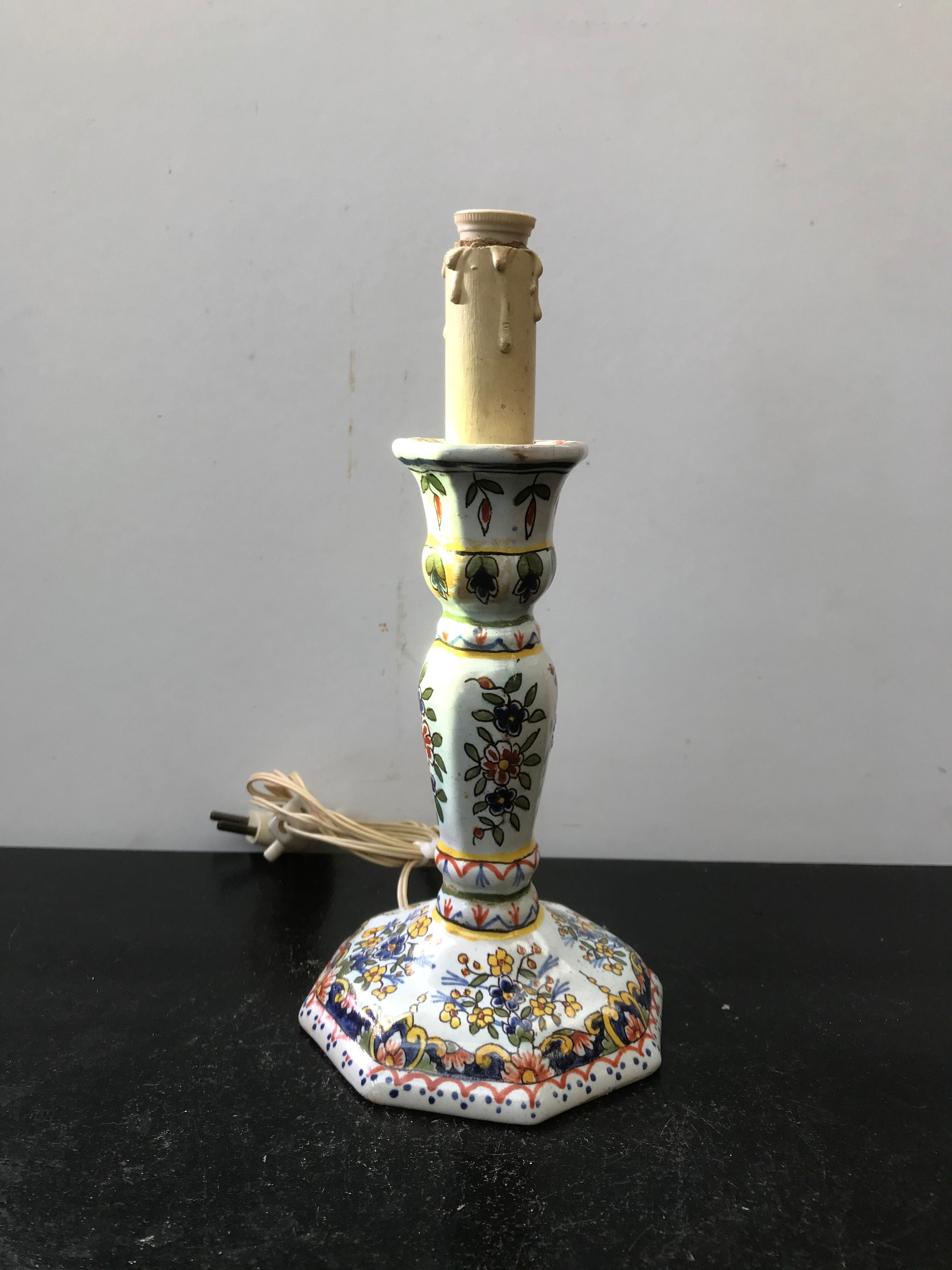 Former Moustiers ceramics painted vintage candlelight