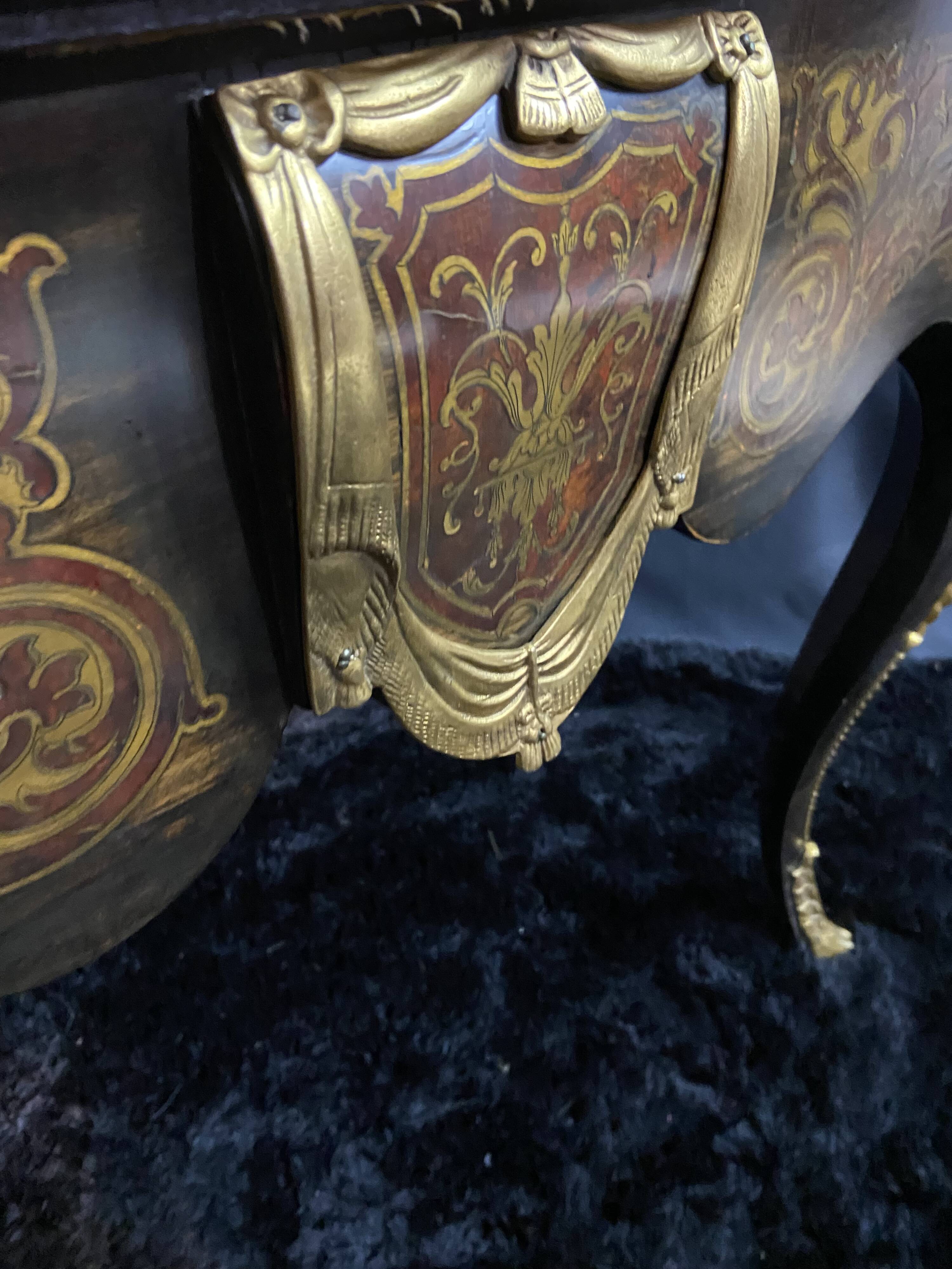 Game table, desk, sofa back, marquetry and bronze Boulle Napoleon III style