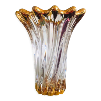 Antique vase in crystal and gilded with fine gold