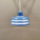 Blue lacquered metal lamp, with several layers of shades, Danish from the 80s.