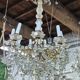 8-bulb string chandelier with crystal drops